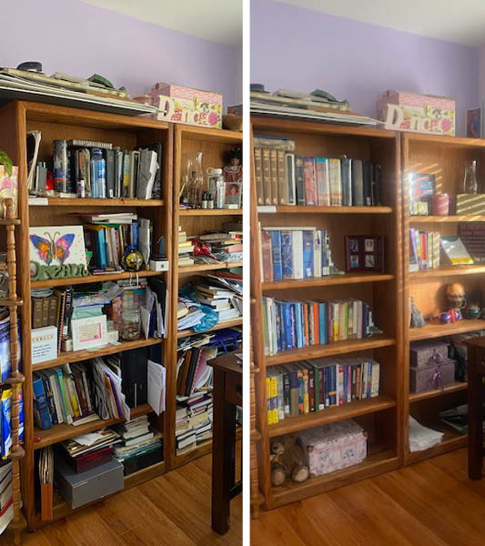 Before and After – Books are neat and tidy!